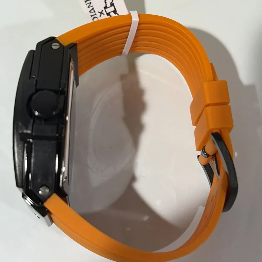 Invicta S1 Rally I Mens WATCH Black Skeleton Dial Orange Silicon Quartz69842 New